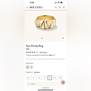 Mejuri Vermeil Pyra Ring size 8